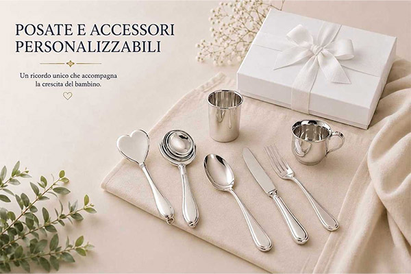 Posate e accessori bimbo in argento personalizzabili